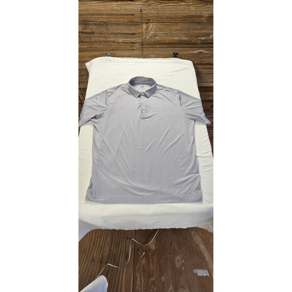 Deolax Mens XXL Performance Golf Polo Shirt Grey Geometric Print Short Sleeve